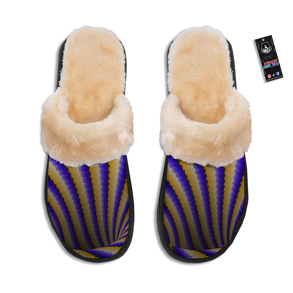 Moving Optical Yellow Vortex Illusion Slippers-grizzshop