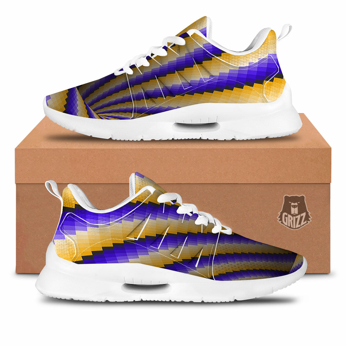 Moving Optical Yellow Vortex Illusion Tennis Shoes-grizzshop