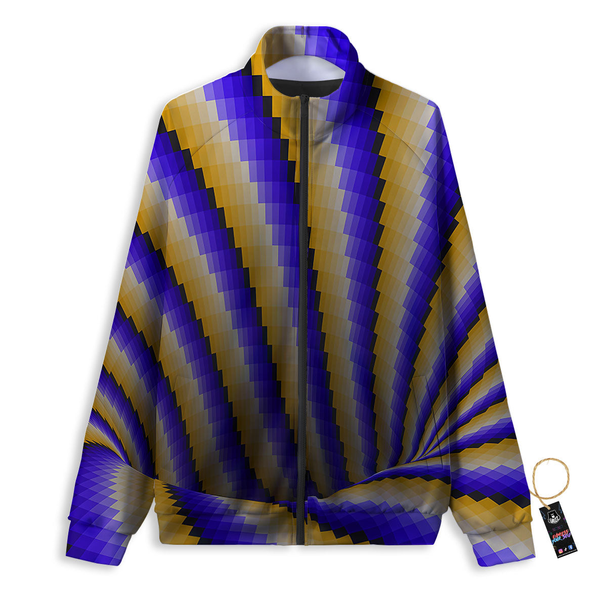 Moving Optical Yellow Vortex Illusion Track Jacket-grizzshop