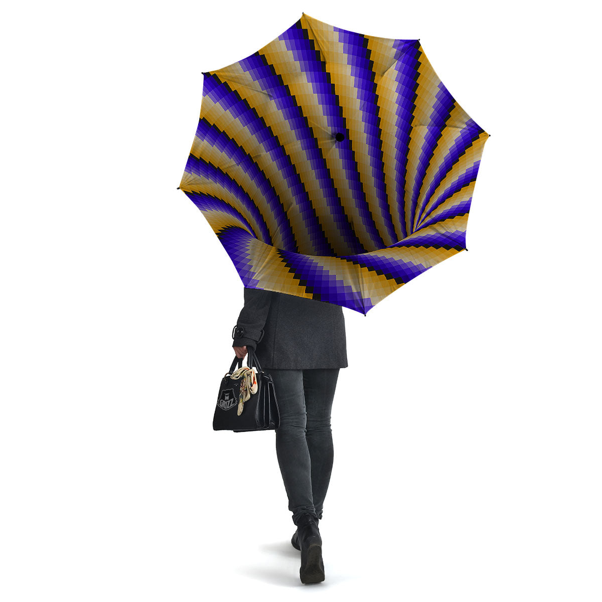 Moving Optical Yellow Vortex Illusion Umbrella-grizzshop