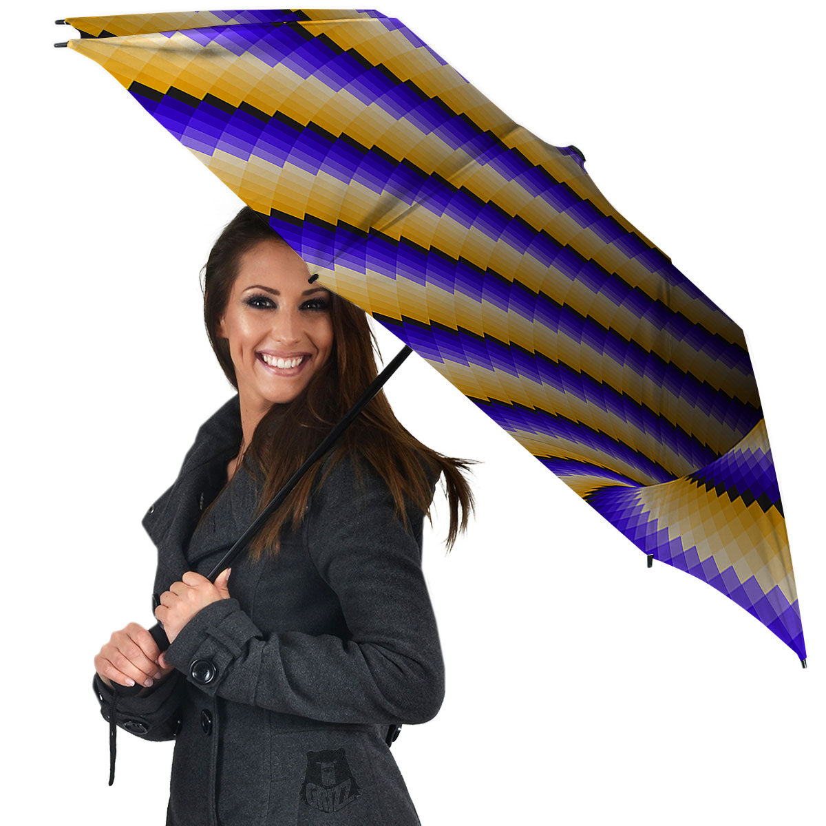 Moving Optical Yellow Vortex Illusion Umbrella-grizzshop