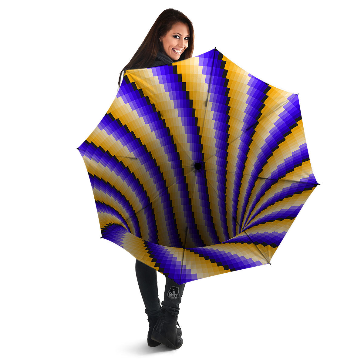 Moving Optical Yellow Vortex Illusion Umbrella-grizzshop