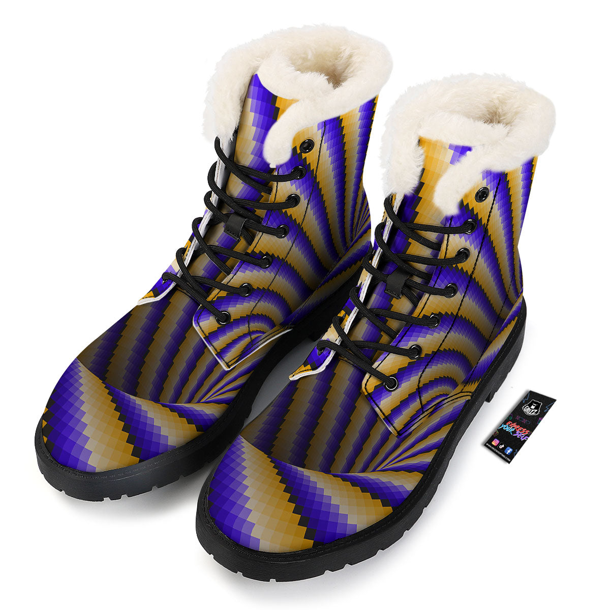 Moving Optical Yellow Vortex Illusion Winter Boots-grizzshop