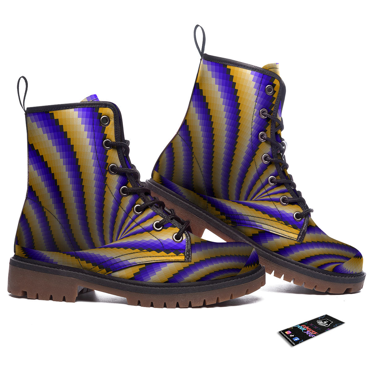 Moving Optical Yellow Vortex Illusion Work Boots-grizzshop