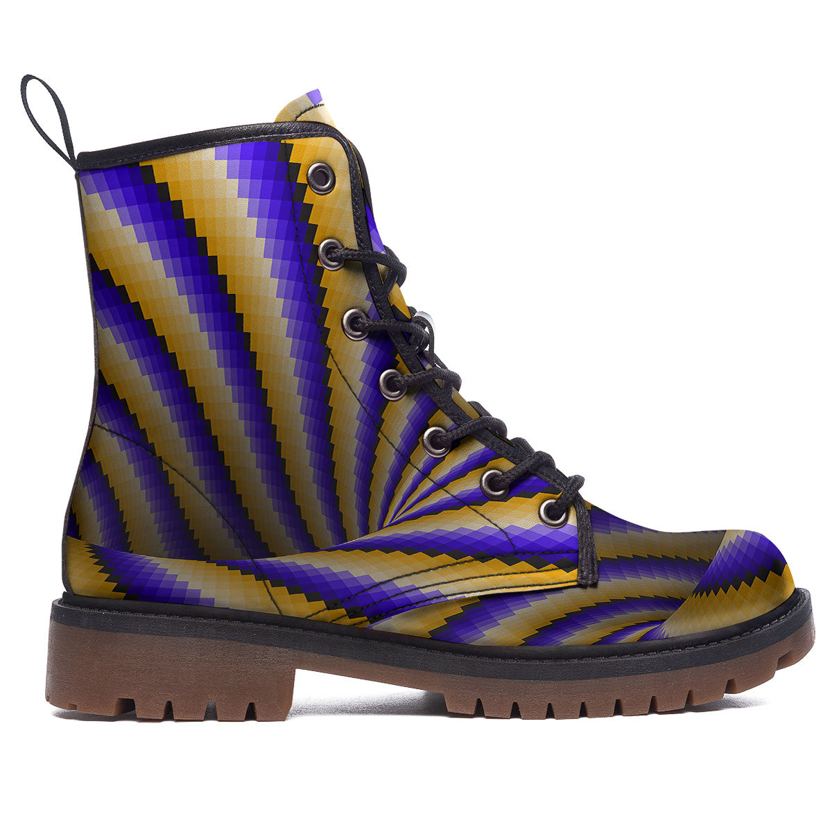 Moving Optical Yellow Vortex Illusion Work Boots-grizzshop