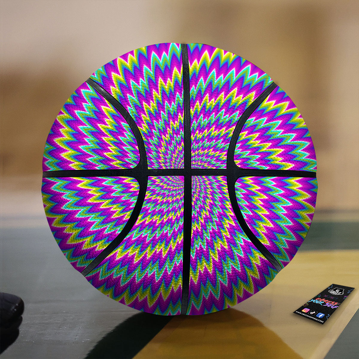 Moving Optical Illusion Abstract Spiral Basketball