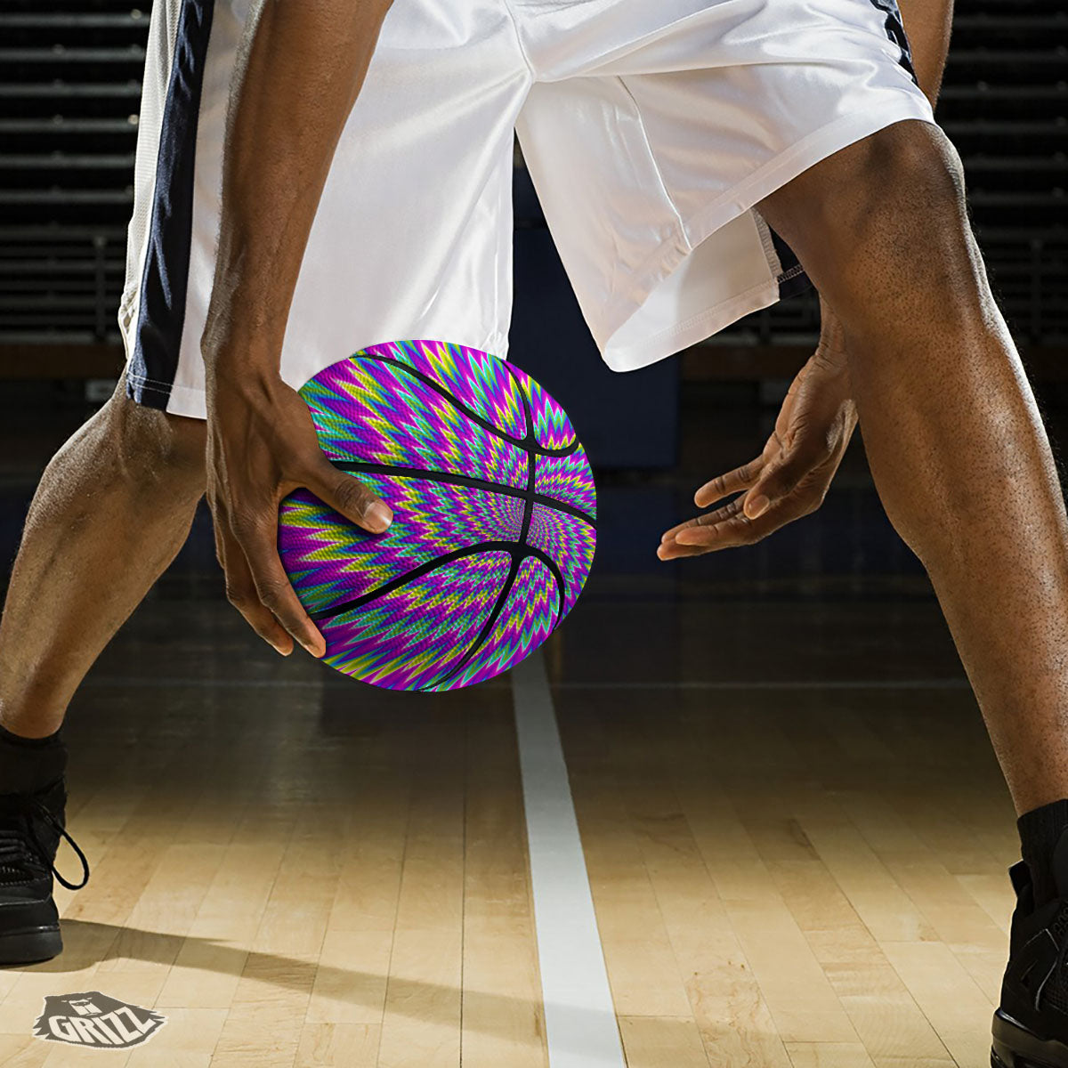 Moving Optical Illusion Abstract Spiral Basketball