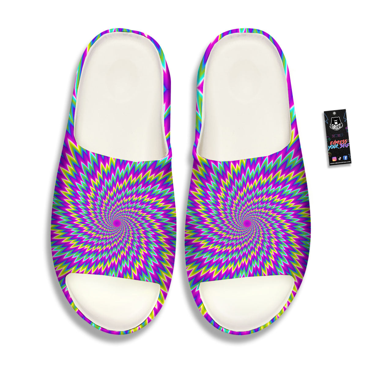 Moving Optical Illusion Abstract Spiral Sandals-grizzshop