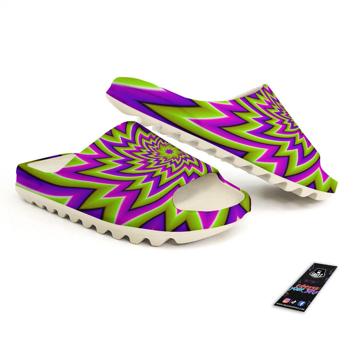 Moving Optical Illusion Green Big Bang Sandals-grizzshop