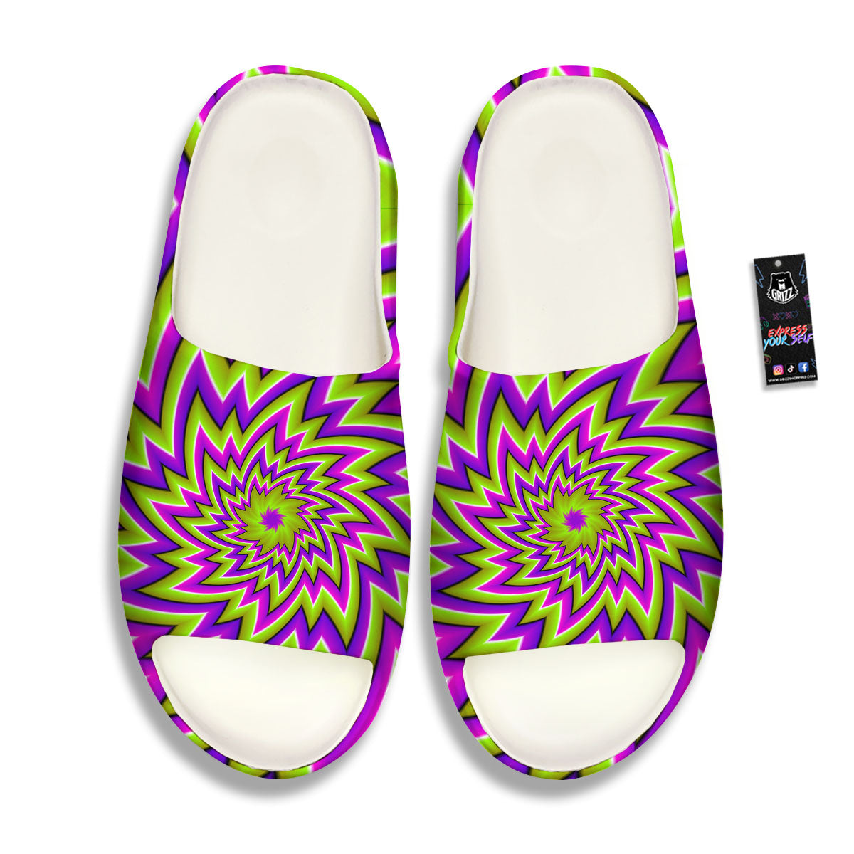 Moving Optical Illusion Green Big Bang Sandals-grizzshop