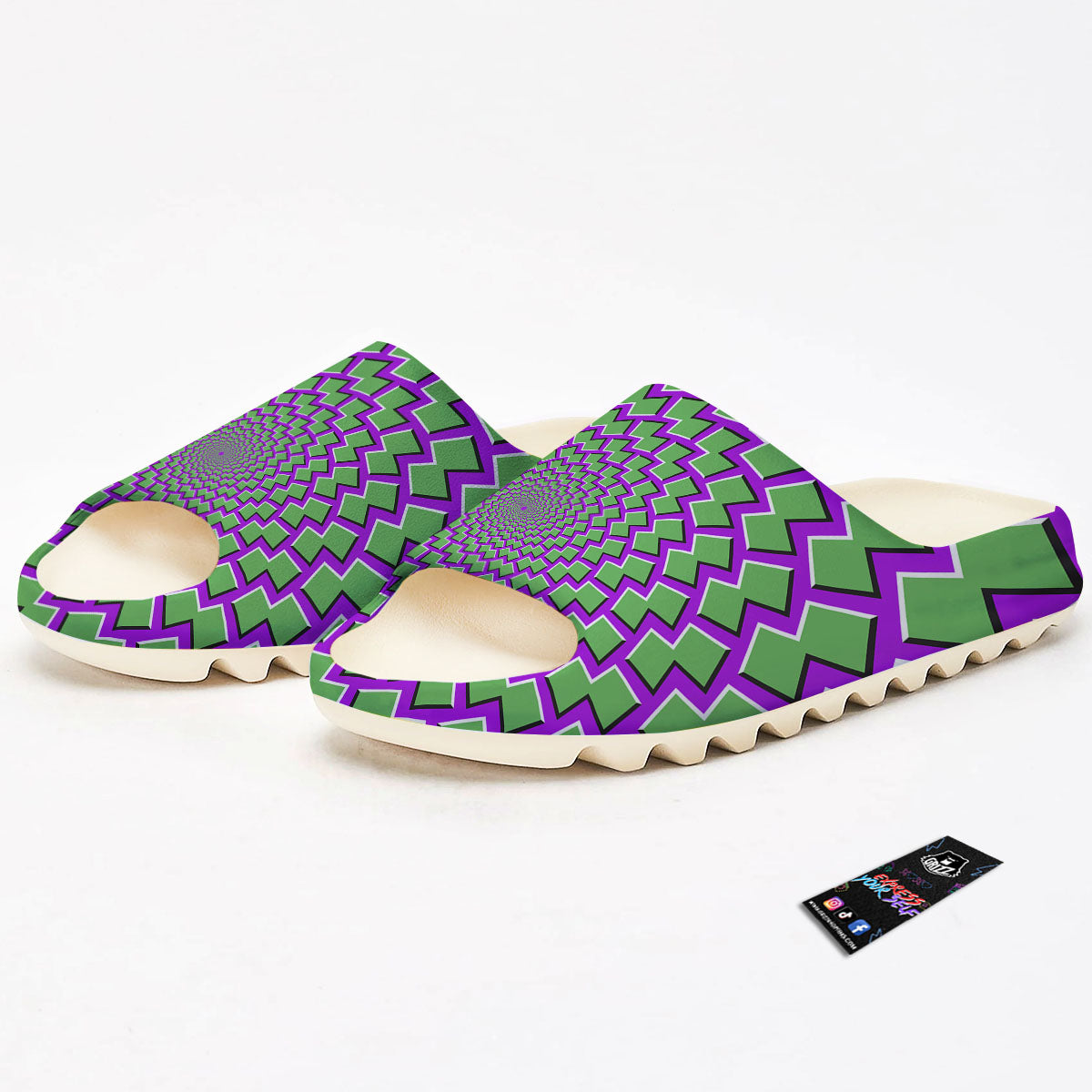 Moving Optical Illusion Green Shapes Sandals-grizzshop