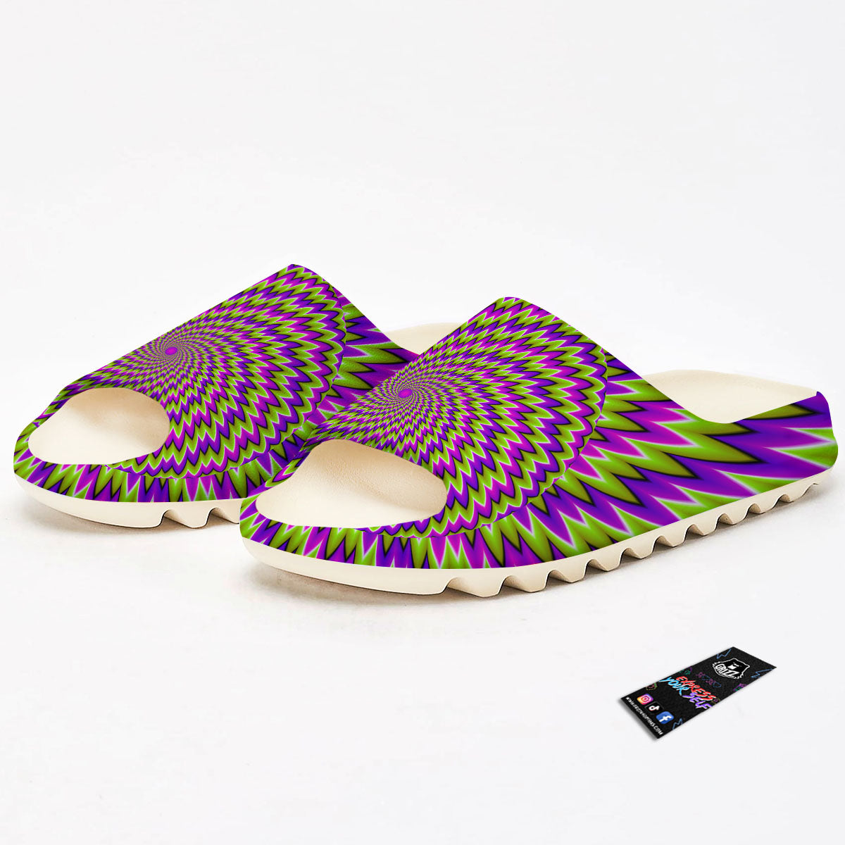 Moving Optical Illusion Green Spiral Sandals-grizzshop