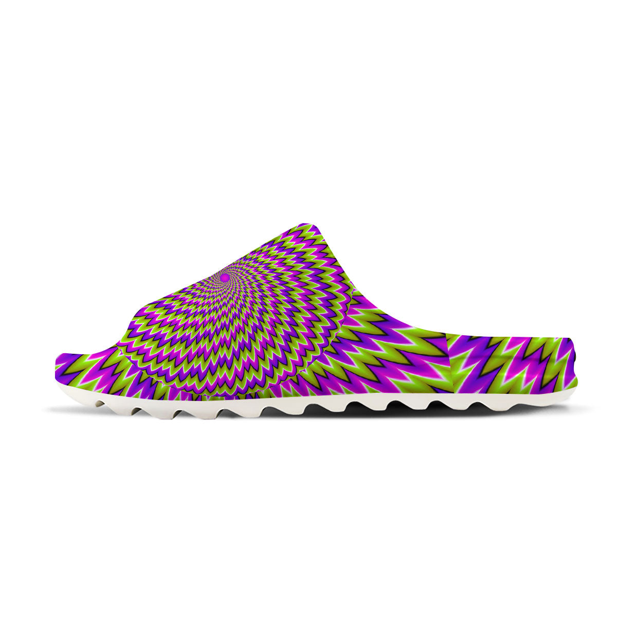 Moving Optical Illusion Green Spiral Sandals-grizzshop