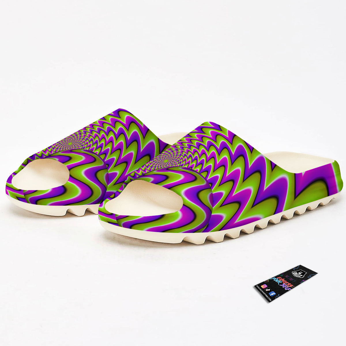 Moving Optical Illusion Green Twisted Sandals-grizzshop