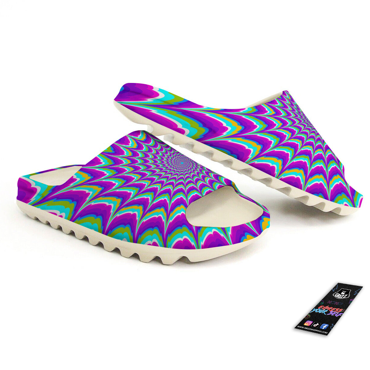 Moving Optical Illusion Purple Dizzy Sandals-grizzshop