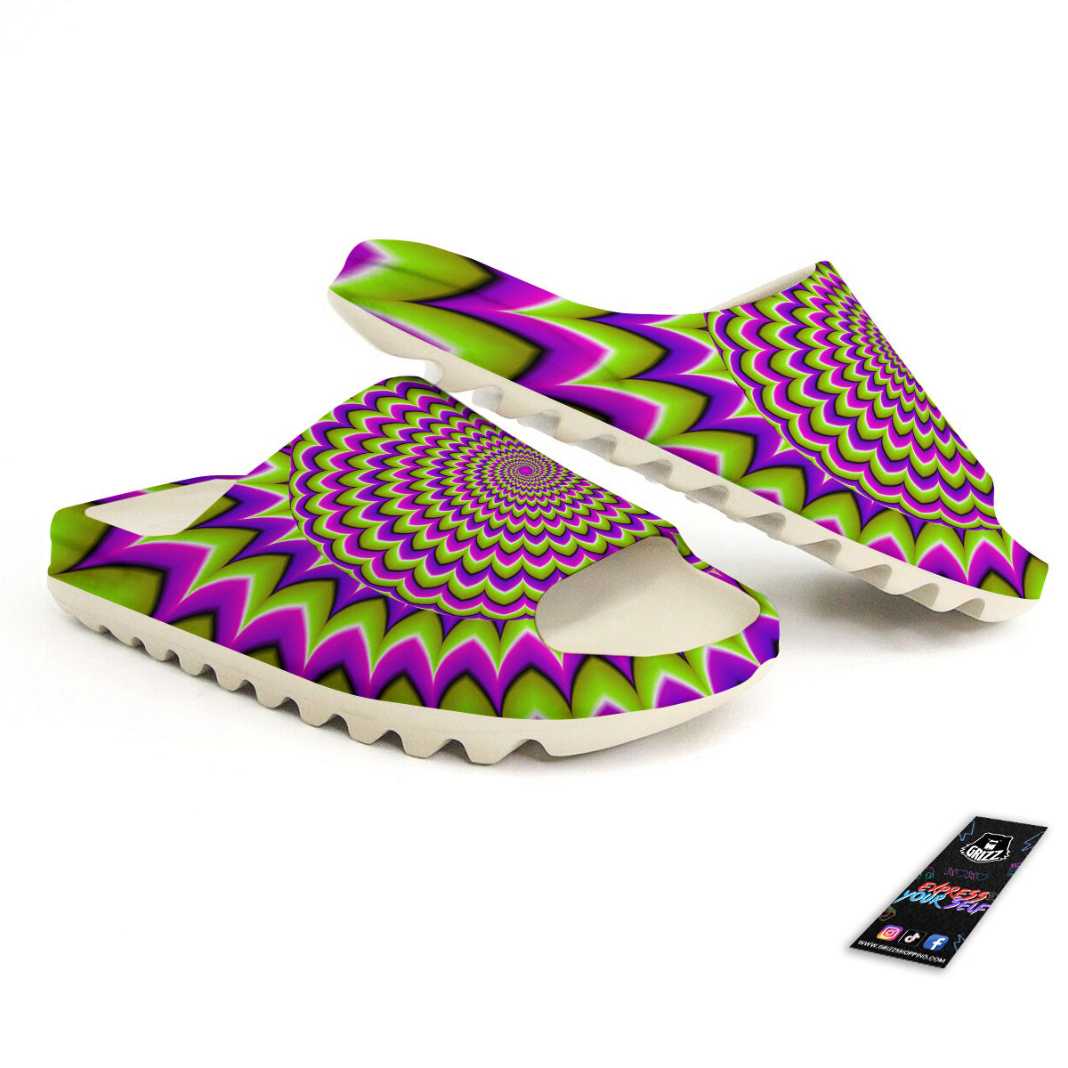 Moving Optical Illusion Spiky Spiral Sandals-grizzshop