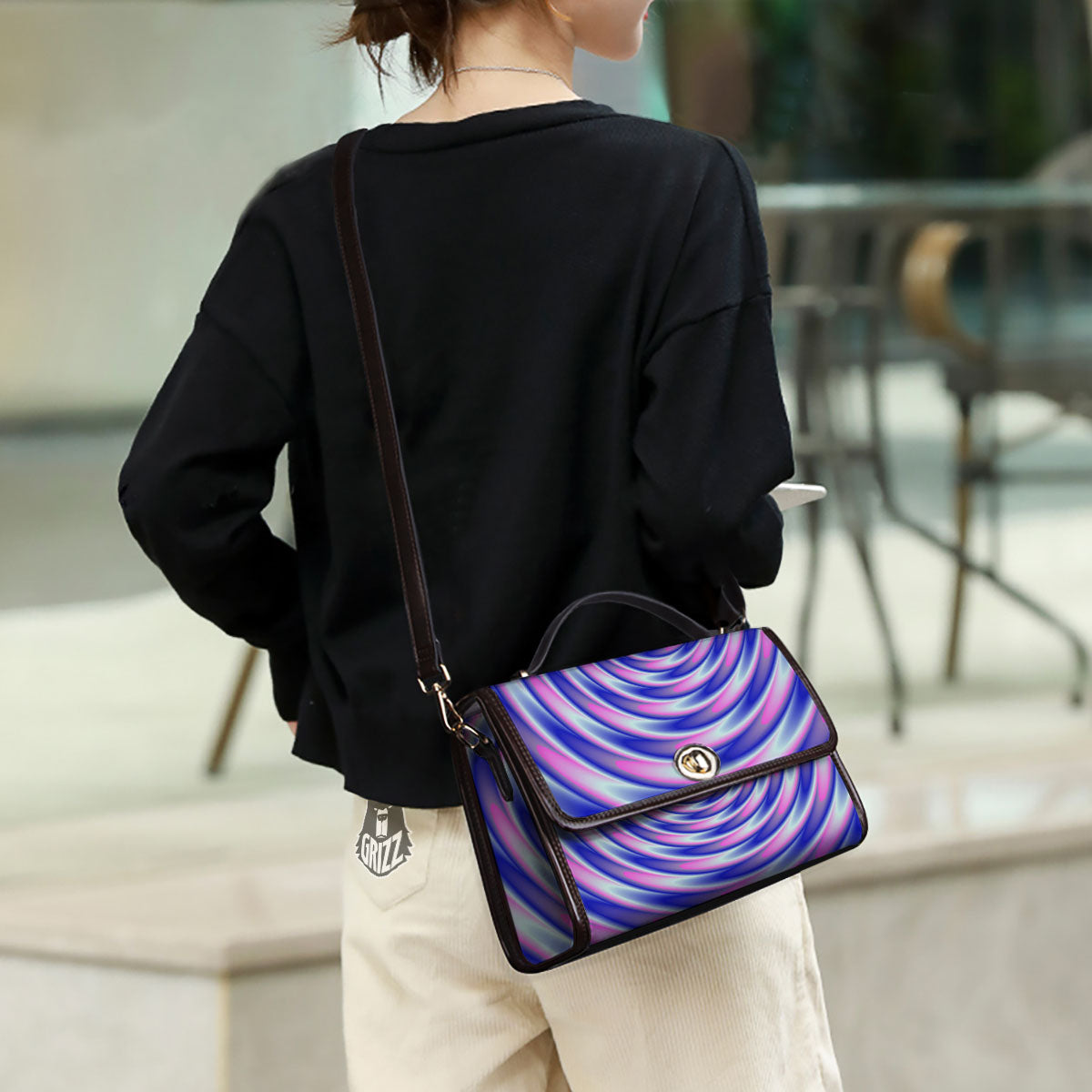 Moving Optical Illusion Twisted Colors Women's Satchel Bag
