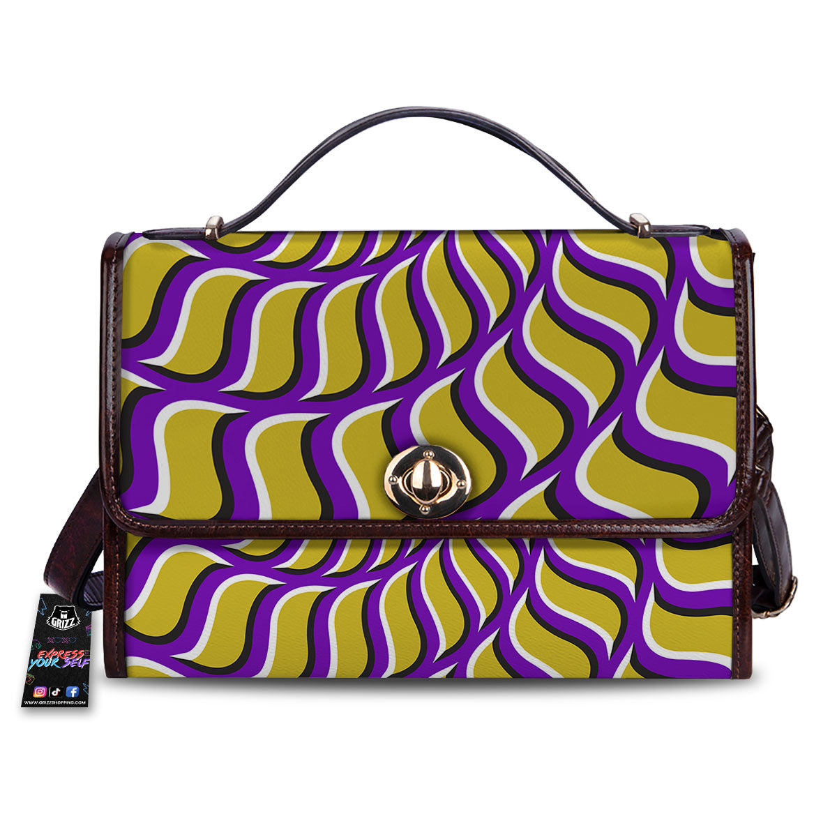 Moving Optical Yellow Spiral Illusion Women's Satchel Bag