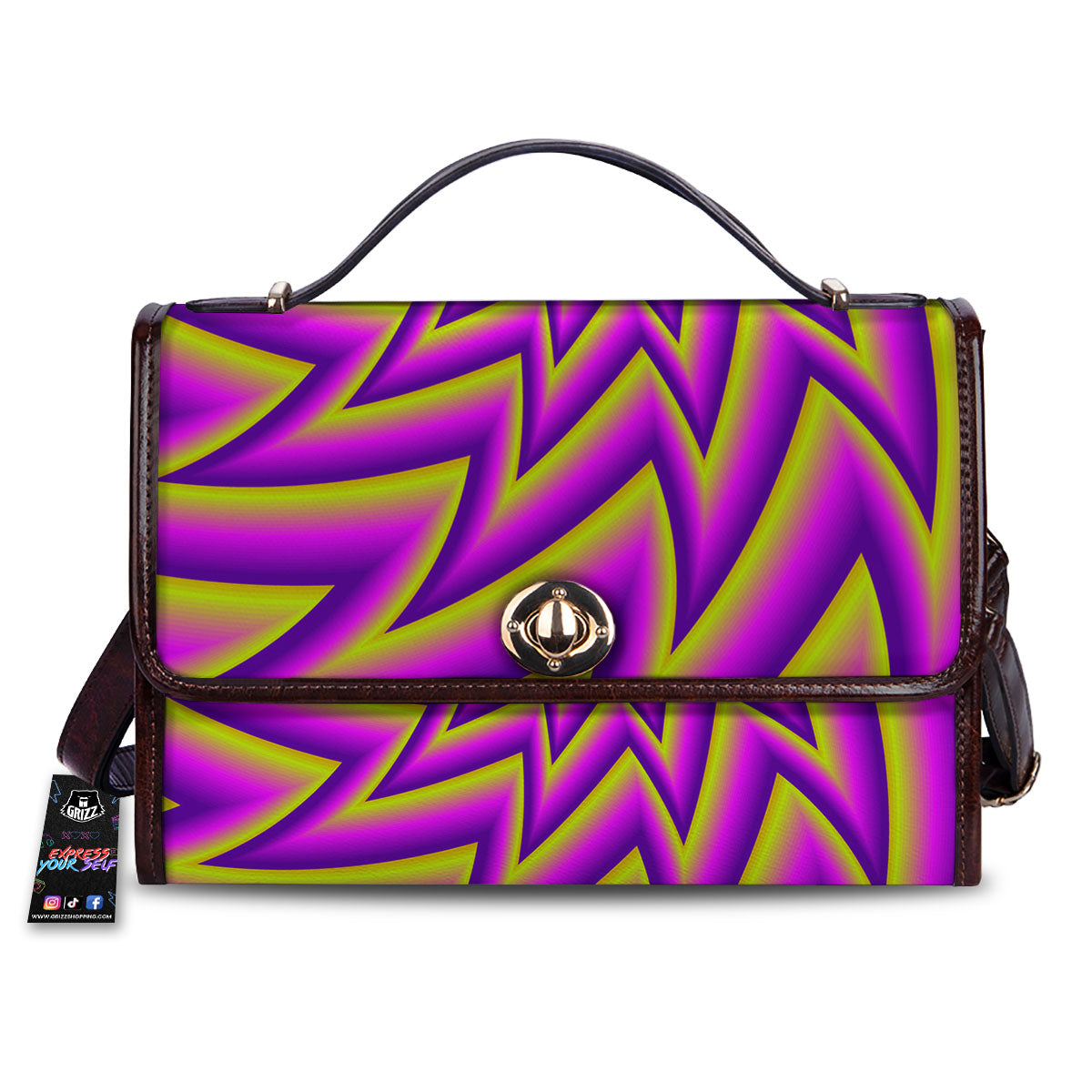 Moving Optical Yellow Twisted Illusion Women's Satchel Bag