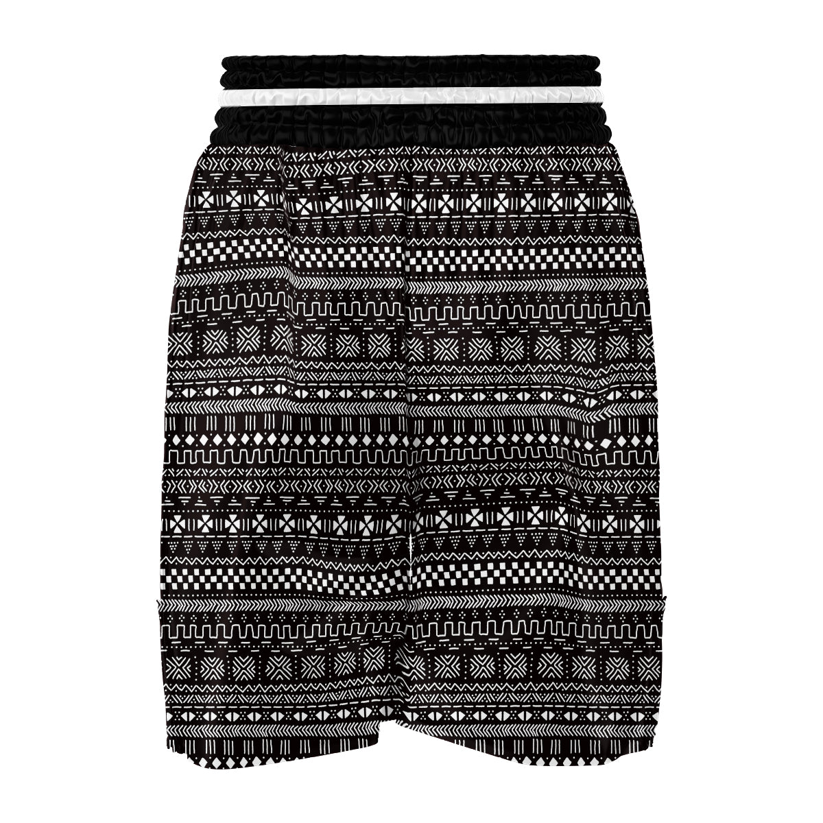 Mudcloth Ethnic Black White Print Pattern Boxing Shorts-grizzshop