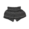 Mudcloth Ethnic Black White Print Pattern Muay Thai Boxing Shorts-grizzshop