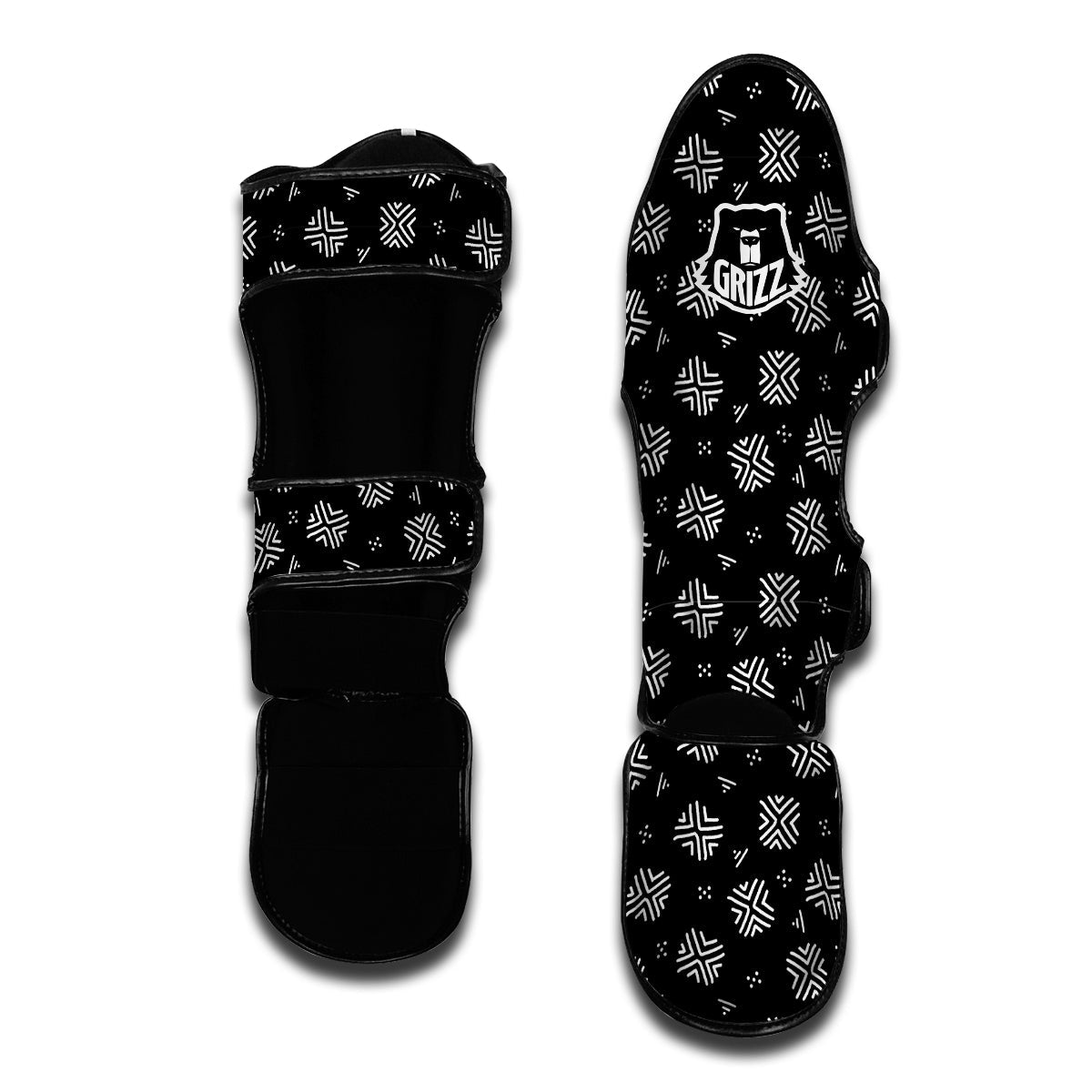 Mudcloth Sumbol Print Pattern Muay Thai Shin Guards-grizzshop