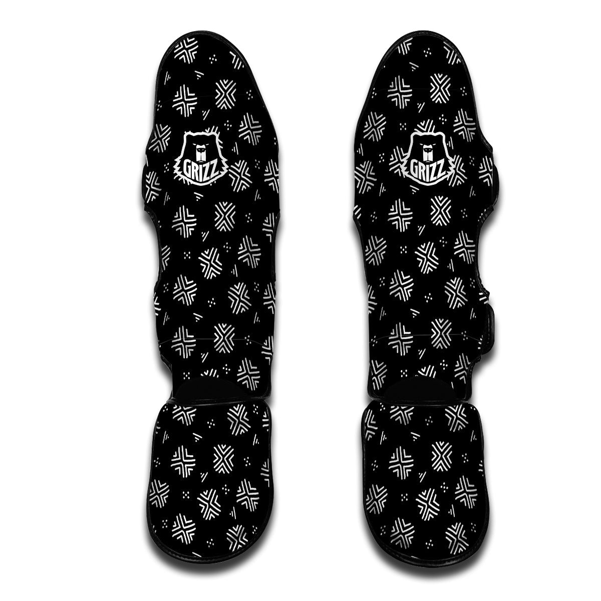 Mudcloth Sumbol Print Pattern Muay Thai Shin Guards-grizzshop