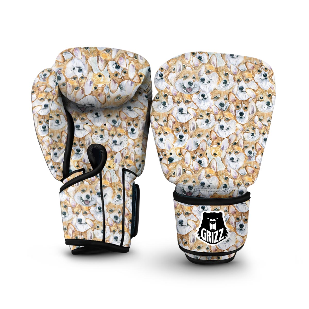 Multi Corgi Pattern Print Boxing Gloves-grizzshop