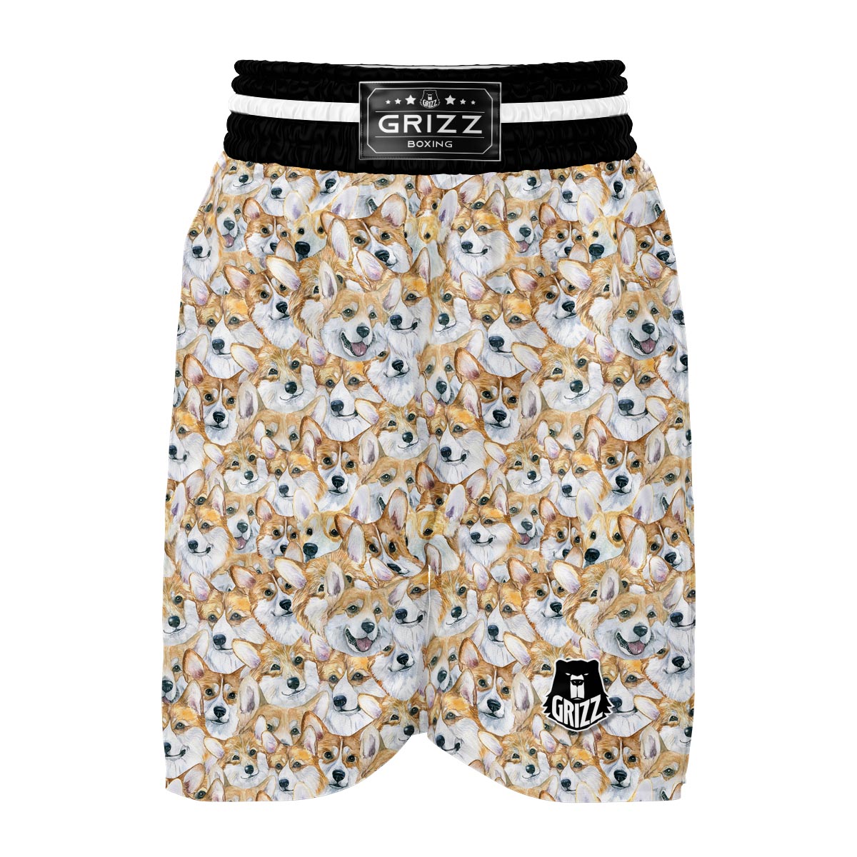 Multi Corgi Pattern Print Boxing Shorts-grizzshop