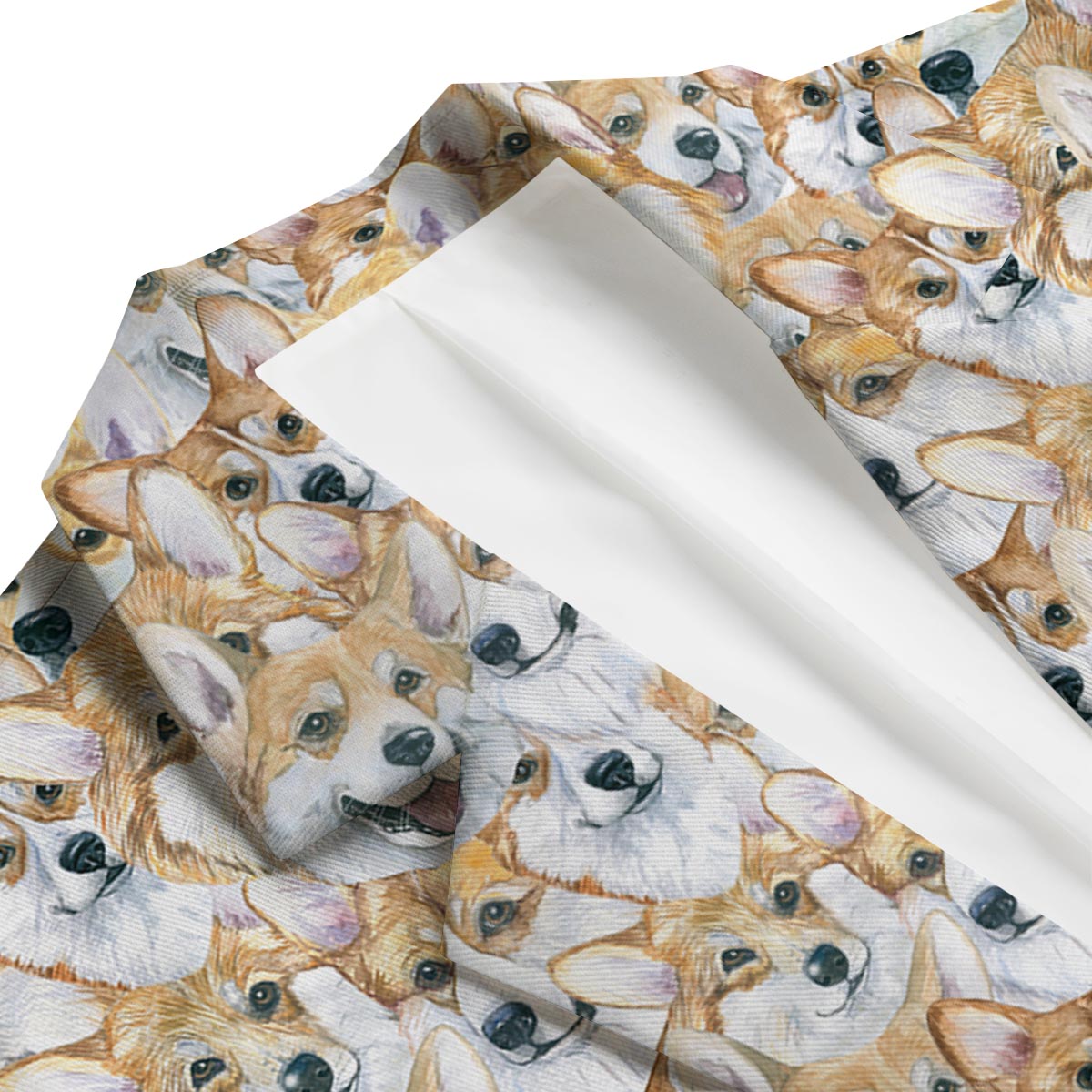 Multi Corgi Pattern Print Men's Blazer-grizzshop