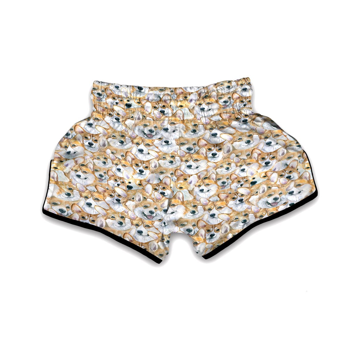 Multi Corgi Pattern Print Muay Thai Boxing Shorts-grizzshop