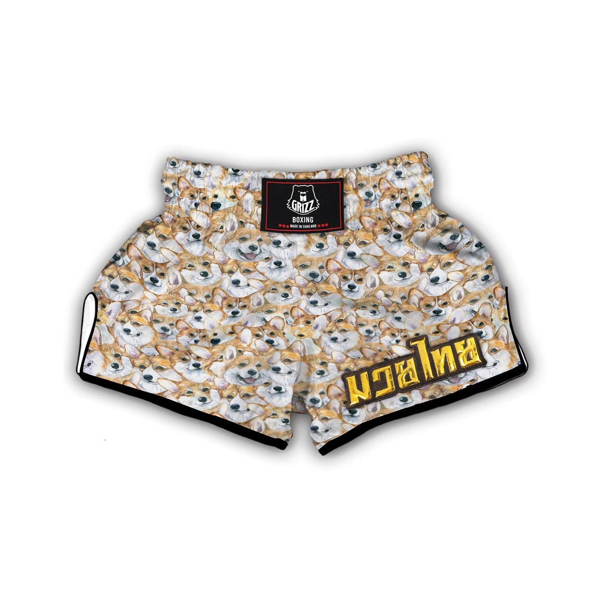 Multi Corgi Pattern Print Muay Thai Boxing Shorts-grizzshop