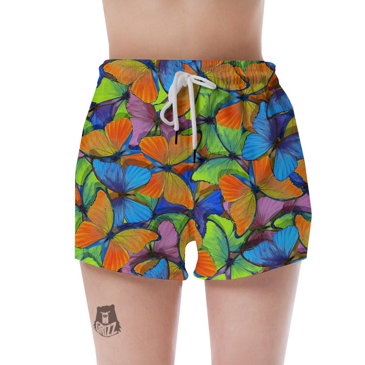 Multicolor Butterfly Print Women's Shorts-grizzshop