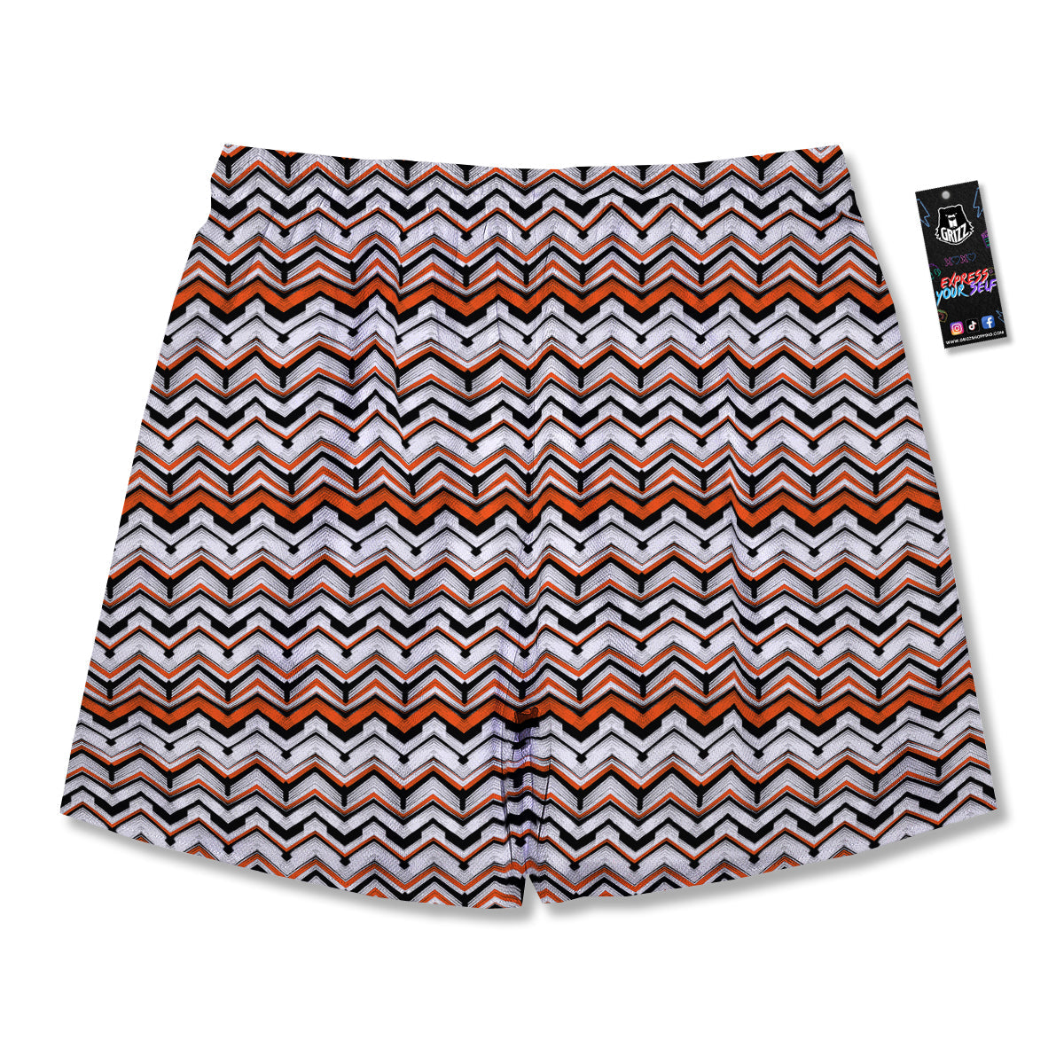 Multicolor Hand Drawn Zigzag Print Men's Running Shorts-grizzshop
