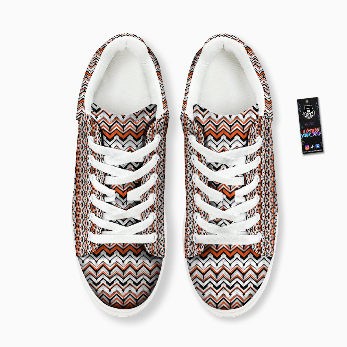 Multicolor Hand Drawn Zigzag Print Platform Shoes-grizzshop