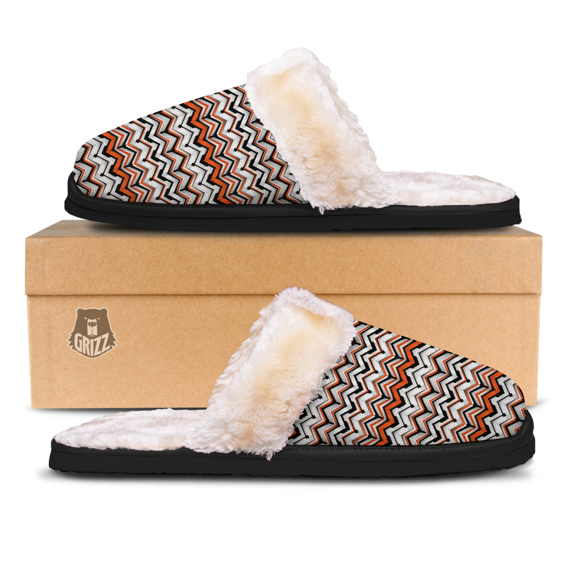 Multicolor Hand Drawn Zigzag Print Slippers-grizzshop