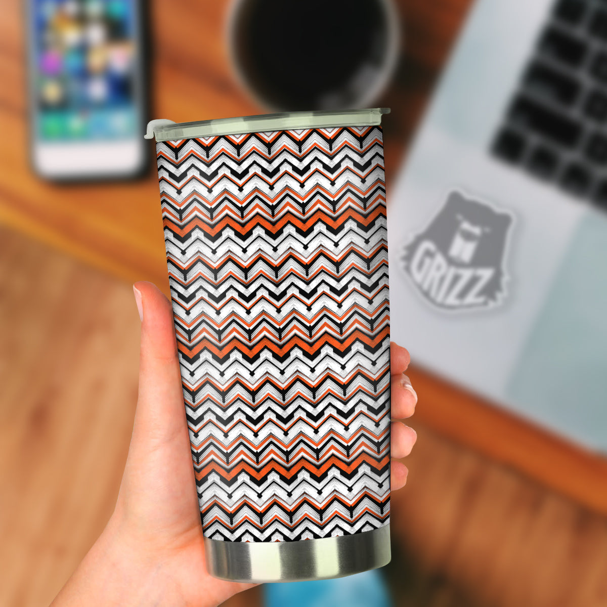 Multicolor Hand Drawn Zigzag Print Tumbler-grizzshop