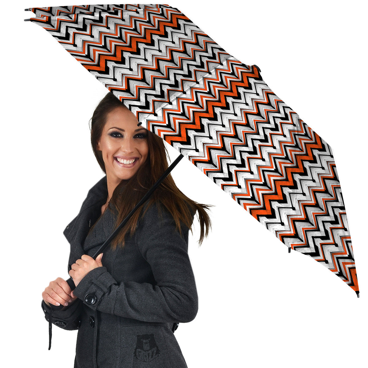 Multicolor Hand Drawn Zigzag Print Umbrella-grizzshop