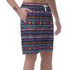 Multicolor Indian Aztec Geometric Art Men's Shorts-grizzshop