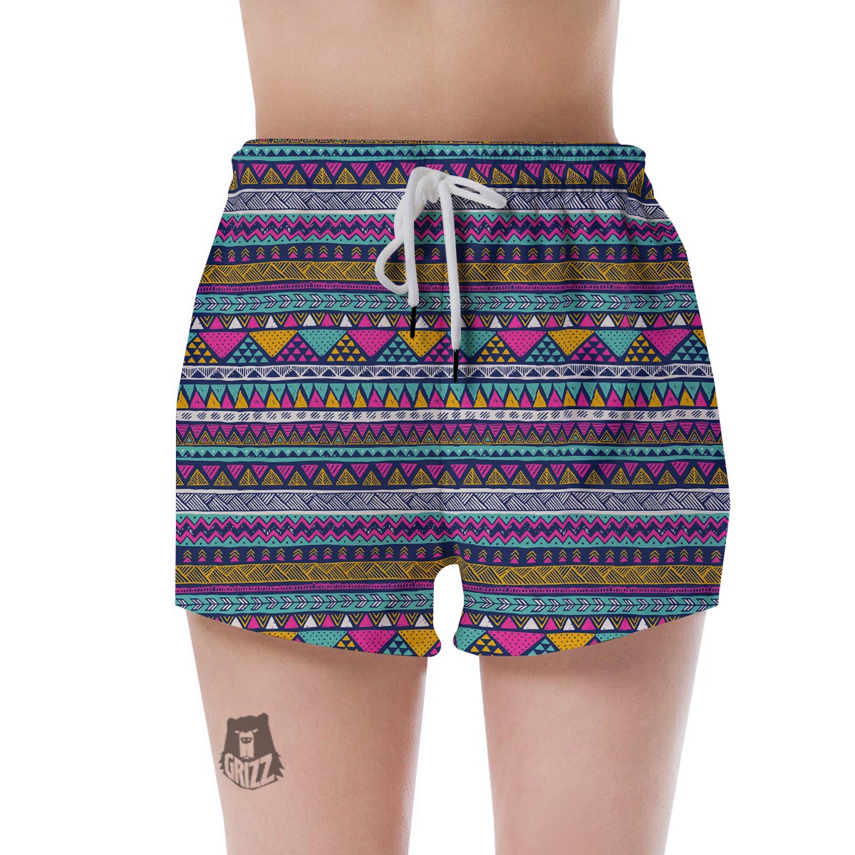 Multicolor Indian Aztec Geometric Art Women's Shorts-grizzshop