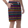 Multicolor Native Aztec Abstract Geometric Men's Shorts-grizzshop