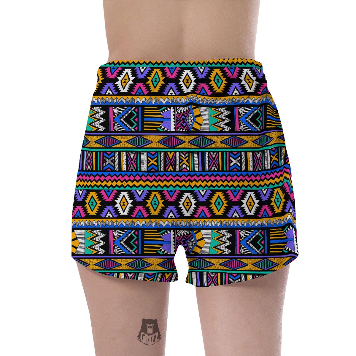 Multicolor Native Aztec Doodle Element Women's Shorts-grizzshop
