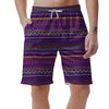 Multicolor Native Aztec Doodle Striped Men's Shorts-grizzshop