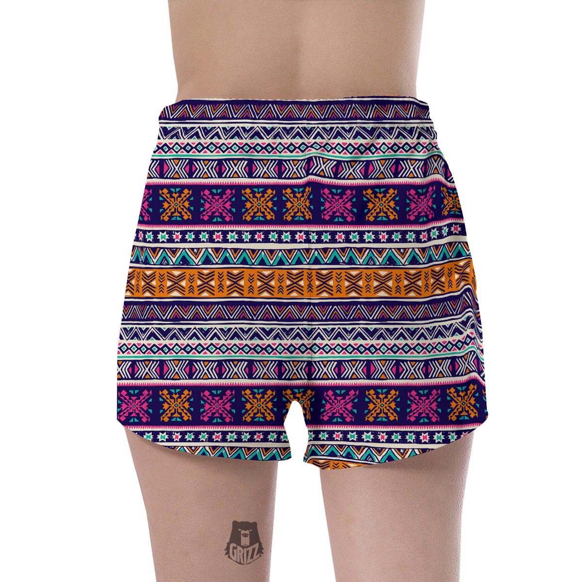 Multicolor Native Aztec Geometric Hipster Women's Shorts-grizzshop