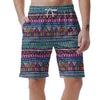 Multicolor Native Aztec Trippy Striped Men's Shorts-grizzshop