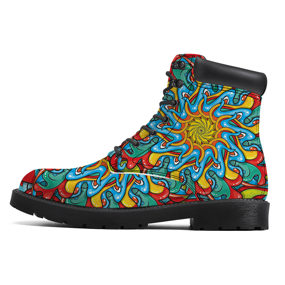 Multicolor Psychedelic Hippie Print Boots-grizzshop
