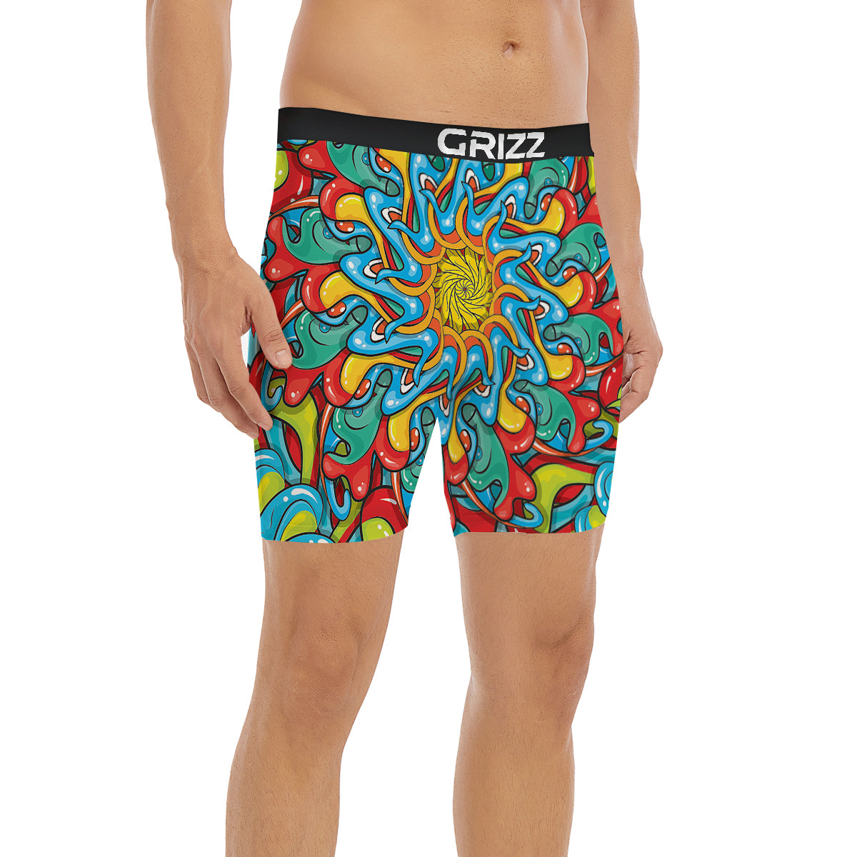 Multicolor Psychedelic Hippie Print Boxer Briefs-grizzshop
