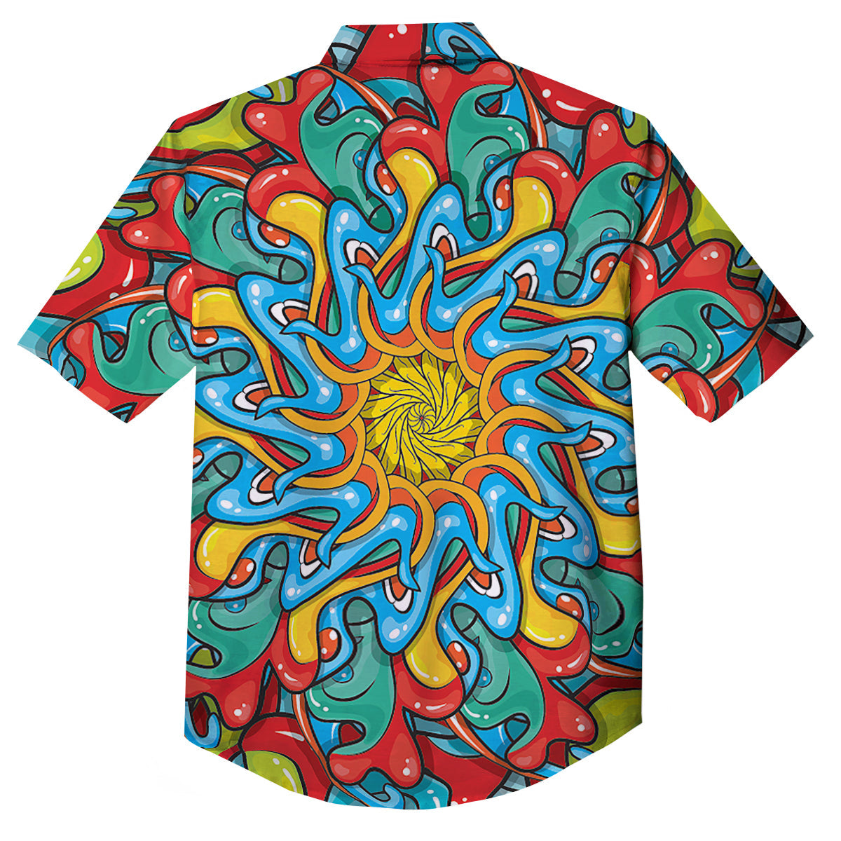 Multicolor Psychedelic Hippie Print Button Up Shirt-grizzshop