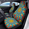 Multicolor Psychedelic Hippie Print Car Seat Covers-grizzshop