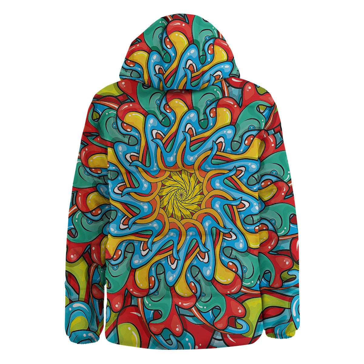 Multicolor Psychedelic Hippie Print Down Jacket-grizzshop